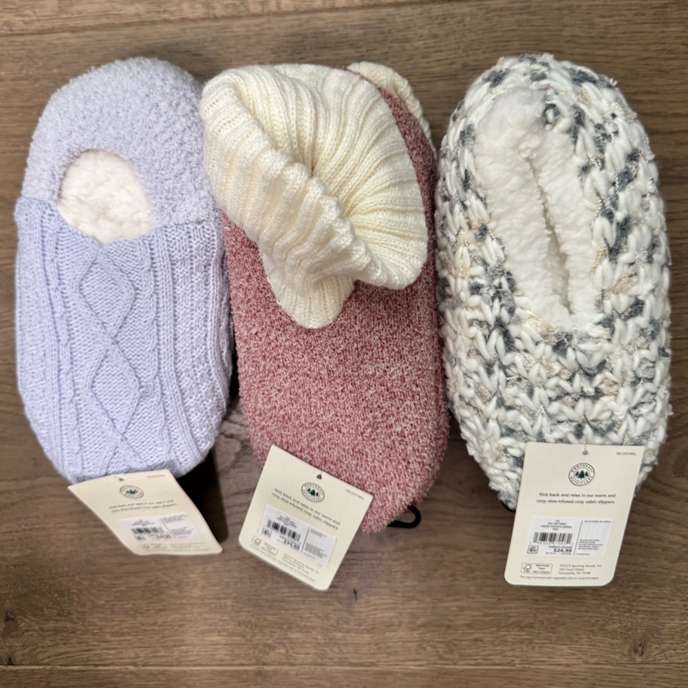 Women's Knit Slipper Trio - Lavender, Rose, Cream - Picture 1 of 4